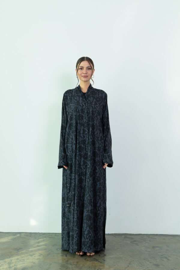 Chiffon Black Dantel Printed Abaya