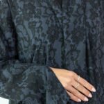 Chiffon Black Dantel Printed Abaya - Image 9