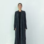 Chiffon Gray Dantel Printed Abaya - Image 2