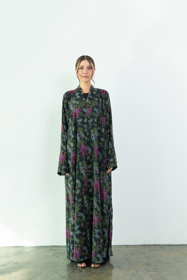 Chiffon Pink Floral Abaya