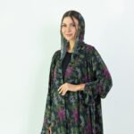 Chiffon Pink Floral Abaya - Image 13