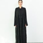 Organza Black Floral Abaya - Image 9