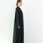 Organza Black Floral Abaya - Image 7