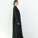 Organza Black Floral Abaya - Image 6