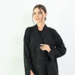 Organza Black Floral Abaya - Image 4