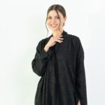 Organza Black Floral Abaya - Image 3