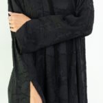 Organza Black Floral Abaya - Image 2