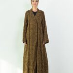 Linen Brown Floral Abaya - Image 18