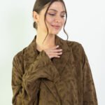 Linen Brown Floral Abaya - Image 9