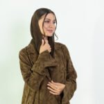 Linen Brown Floral Abaya - Image 3