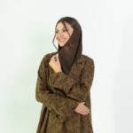 Linen Brown Floral Abaya - Image 2