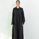 Organza Black Lines Designed Abaya - Image 13