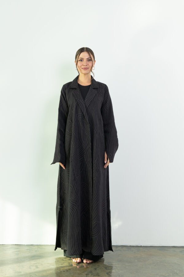 Organza Black Lines Designed Abaya