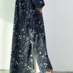 Chiffon Purple floral Abaya - Image 10