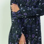 Chiffon Purple floral Abaya - Image 7