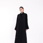 Crepe Black Velvet Sleeve Abaya - Image 4