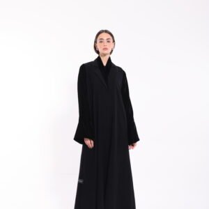 Crepe Black Velvet Sleeve Abaya