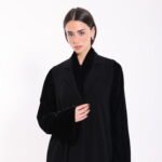 Crepe Black Velvet Sleeve Abaya - Image 6