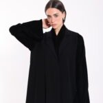 Crepe Black Velvet Sleeve Abaya - Image 7