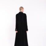 Velvet Black Silk Contrast Abaya - Image 4