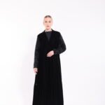 Velvet Black Embellished Sleeve Abaya - Image 4