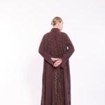 Velvet Brown Lace Detail Abaya - Image 6