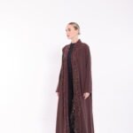 Velvet Brown Lace Detail Abaya - Image 7