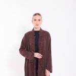 Velvet Brown Lace Detail Abaya - Image 3