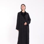 Silk Crepe Black Velvet Detail Abaya - Image 4