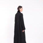 Silk Crepe Black Velvet Detail Abaya - Image 5