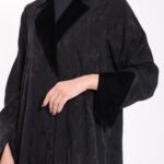 Silk Crepe Black Velvet Detail Abaya - Image 2