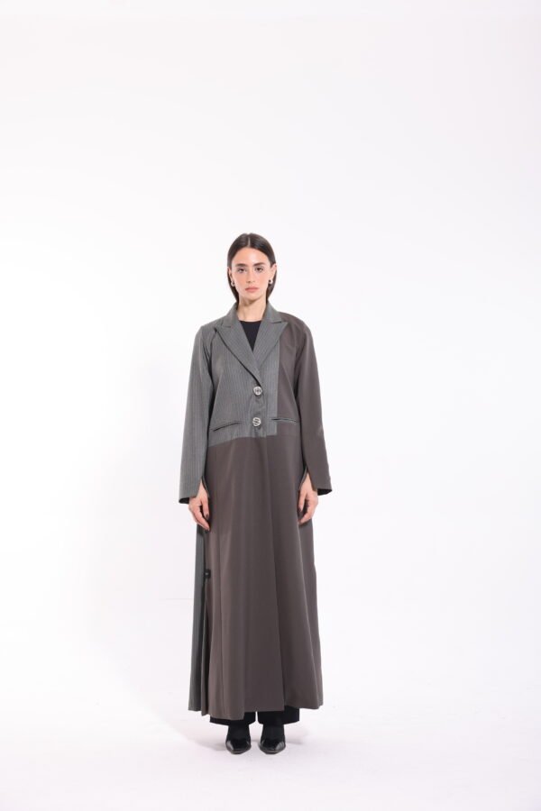 Crepe Grey Detail Blazer Abaya