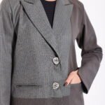 Crepe Grey Detail Blazer Abaya - Image 2