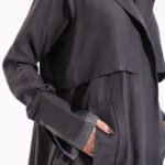 Linen Grey Jacket Detail  Abaya - Image 6