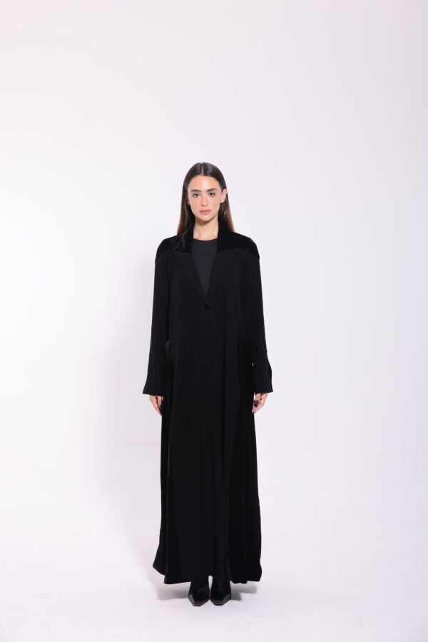 Crepe Black Velvet Detail Abaya