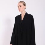 Crepe Black Tie Detail Abaya - Image 7