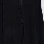 Crepe Black Tie Detail Abaya - Image 2