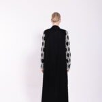 Velvet White Detail Sleeve Abaya - Image 5