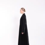 Velvet Black Dotted Detail Abaya - Image 3