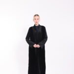 Velvet Black Dotted Detail Abaya - Image 2