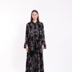 Velvet Brown Floral Abaya - Image 4