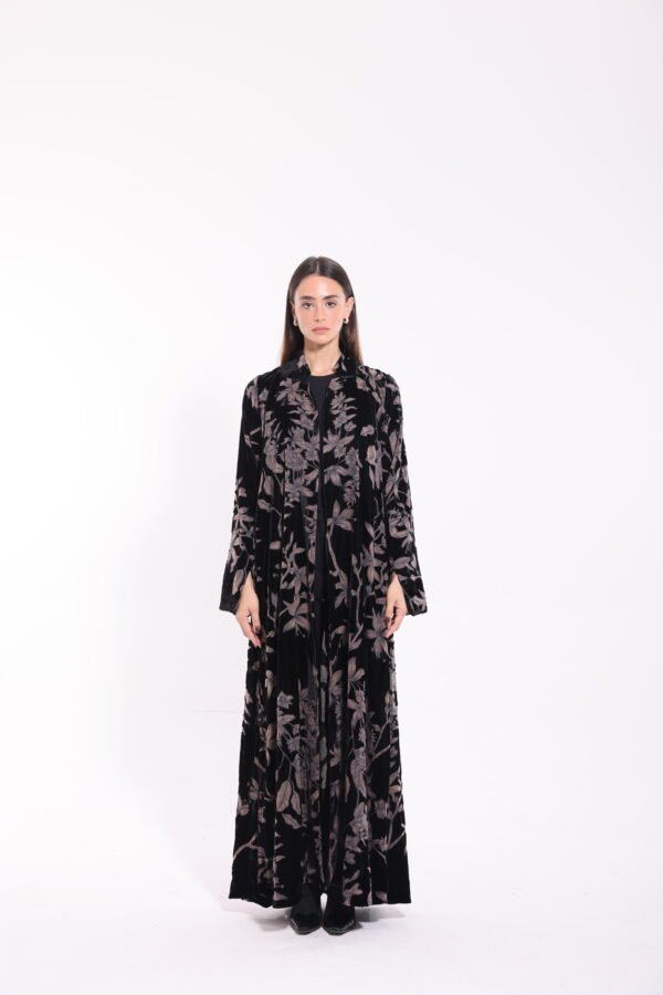 Velvet Brown Floral Abaya