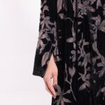 Velvet Brown Floral Abaya - Image 2