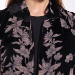 Velvet Brown Floral Abaya - Image 3