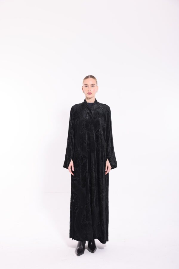 Chiffon Velvet Floral Detail Abaya