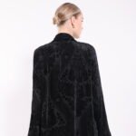 Chiffon Velvet Floral Detail Abaya - Image 7