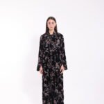 Velvet Multi Floral Detail Abaya - Image 3