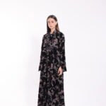 Velvet Multi Floral Detail Abaya - Image 5