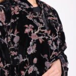 Velvet Multi Floral Detail Abaya - Image 2