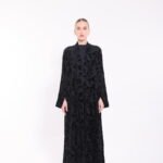 Chiffon Velvet Black Floral Abaya - Image 5